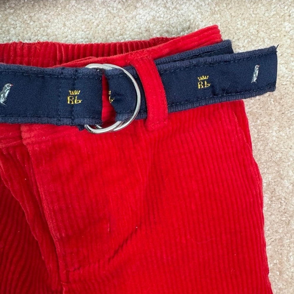 RALPH LAUREN Corduroy Pants Baby Boy 12M Red Belted 12 Months Preppy - Picture 3 of 8